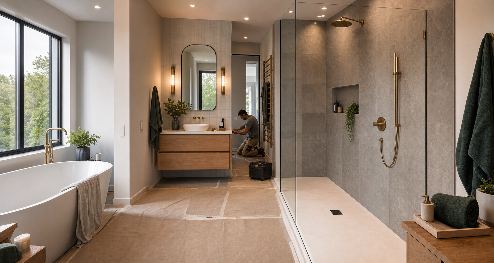 Salle de bain renovee avec douche italienne